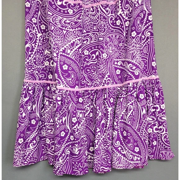 Boho Purple Pasiley Maxi Cover Skirt Womens Small Tiered Flowy Beachwear New - Picture 9 of 13